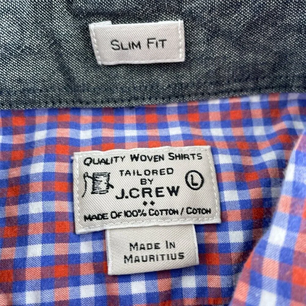 J. Crew Slim Fit Long Sleeve Button-Down Shirt Size L Plaid 100% Cotton 5914